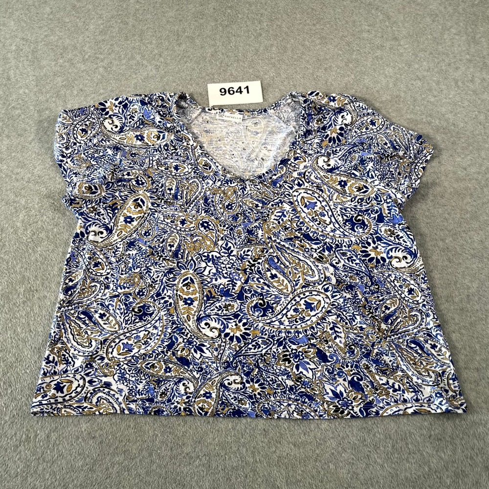 Rafaella Knit Top Womens 2XL Multicolor Floral Cap Sleeve V Neck Streetwear
